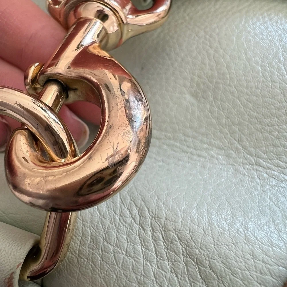 PRE-OWNED REBECCA MINKOFF LEATHER MINI MAC ALOE CLUTCH HANDBAG PURSE.
